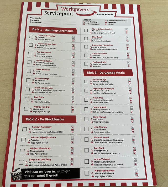 WSP menukaart drive-in