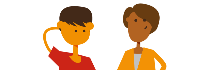2 figuren naast elkaar met een (school)tas bij zich